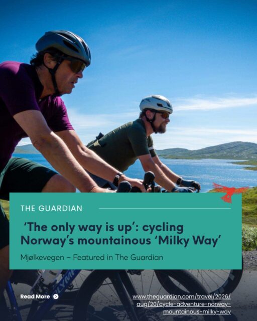 Discover Mjølkevegen by bike 🚴‍♀️⛰️

Gravel roads, wide mountain views, traditional summer farms and welcoming mountain lodges – Mjølkevegen is a cycling journey through the heart of Valdres and Jotunheimen.

This summer, photographer and cycling adventurer Markus Stitz joined us on the route and captured some fantastic moments along the way 📸

📰 The journey also caught the attention of The Guardian, which recently featured Mjølkevegen as a cycling adventure through Norway’s mountainous “Milky Way”.

Whether you are looking for a few days on the bike or a longer cycling holiday, we offer several ways to experience Mjølkevegen.

👉 Explore our cycling tours and find the route that suits you.
